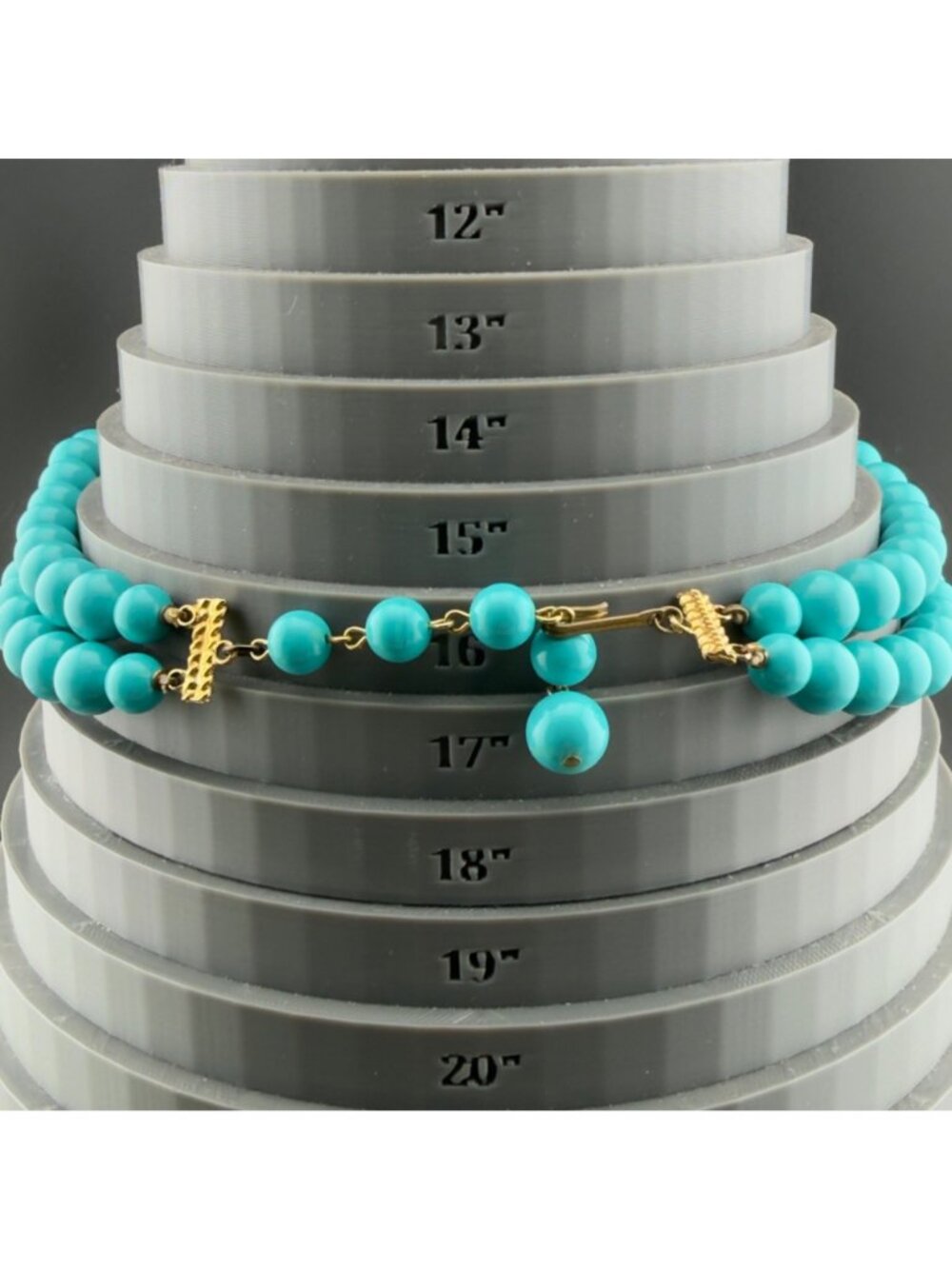 Vintage Set of 2 Beaded Necklaces White Napier Aqua Blue Multi Strand 16 inches - Picture 4 of 13